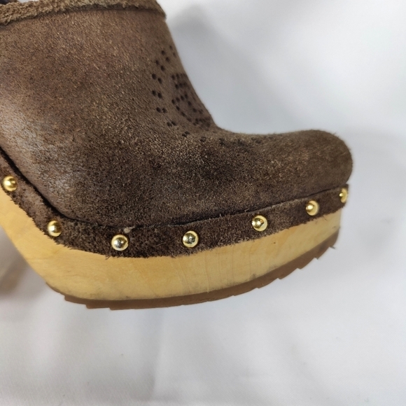 TORY BURCH Brayden Brown Suede Block Heel Slingback Clog Women's Shoe Size 6M - Picture 6 of 10